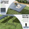 thumbnail image 5 of ZOPan 6ft Plastic Folding Table, 350 LBS Outdoor Heavy Duty Folding Tables with HDPE Tabletop, Handle, Lock, Foldable Rectangle Portable Utility Card Table for Picnic, Party, Camping, Dining, 5 of 10