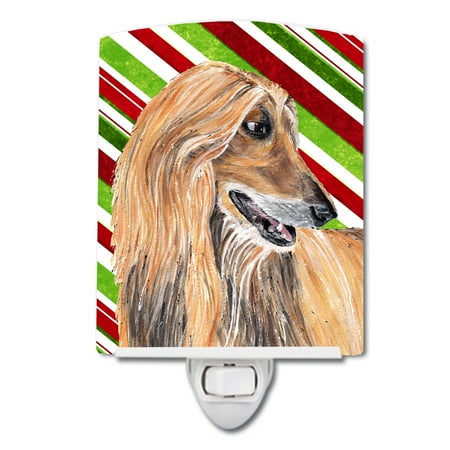 

Caroline s Treasures SC9498CNL Afghan Hound Candy Cane Holiday Christmas Ceramic Night Light 6x4x3 multicolor