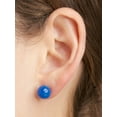 thumbnail image 4 of Forever Facets Women's Platinum over Sterling Silver Blue Jade Stud Earring, 4 of 6