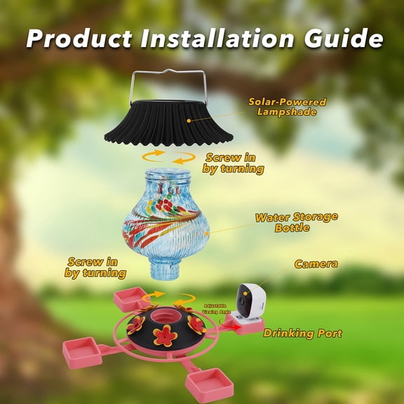 Fwttom Bird Feeder with Camera 1080P, Intelligent Hanging Solar-powered Decorative Feeders, Wild Bird Feeders for Outdoors Garden, Patio & Backyard