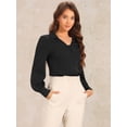 thumbnail image 3 of DARING DIVA Women's Collar Button Down V Neck Blouse Top Shirt XL Black, 3 of 6