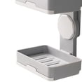 thumbnail image 4 of Soporte de plástico de 2 niveles para jabón y más, para montaje en pared, color gris oscuro, organizador de baño resistente con drenaje y sin necesidad de taladrar, 4 of 5