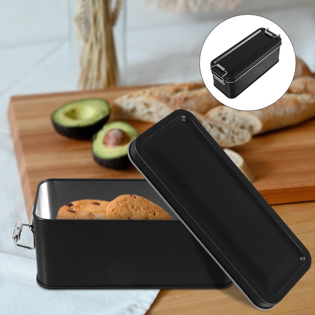 OULII 1Pack Small Metal Container With Lid Black Tinplate For Home Organization Travel Use Cookie Jar