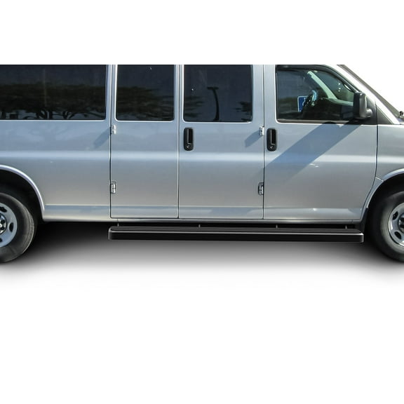 2003-2019 Chevy Express/ GMC Savana 1500/2500/3500 Van (Full Size) For 3 Door Models Only Black Finish 6 Inch Van Door to Door Side Bar Side Step Running Board