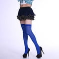 thumbnail image 2 of Ticikt Solid Color Thigh High Stockings, Breathable Candy Color Over Knee Socks for Party Helloween Women,Blue, 2 of 4