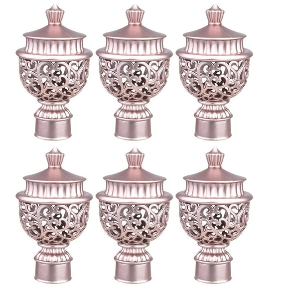 BESTYASH Retro Design Curtain Rod End Caps Bestyash 6Pcs Rose Gold for Home Decor