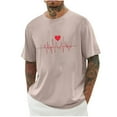 thumbnail image 2 of Jinhomg Holiday Tees for Men Simple Cute Valentine's Day Heart Print T-Shirts Big and Tall Comfy Short Sleeve Crew Neck Tops Male Holiday Gifts Khaki XXXXL, 2 of 4