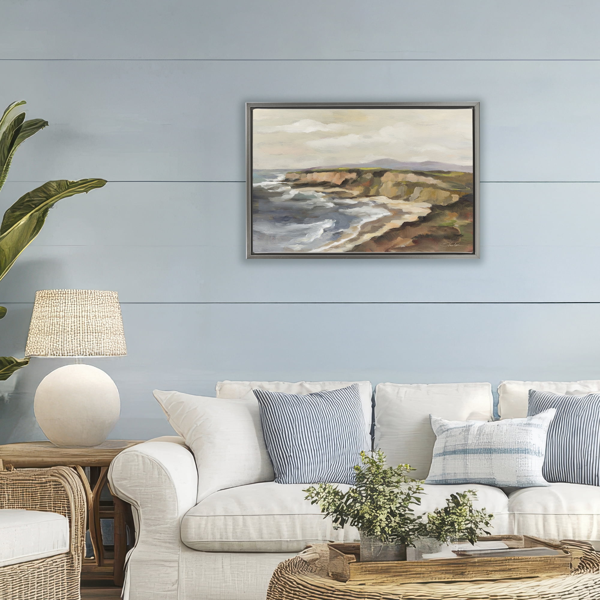 Stupell Industries Rocky Coast Expression Gray Framed Floater Canvas Wall Art, design by Silvia Vassileva