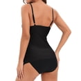 thumbnail image 3 of Tankini Swimsuits Womens Two Piece Ruched Bathing Suits Cross Front Spaghetti Strap Slimming Swimwear(Black L), 3 of 7
