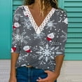 thumbnail image 2 of gakvbuo 3/4 Sleeve Pullover Sweaters For Women Plus Size Summer Tunic Tops Casual Dressy Lightweight Work Shirts Casual Women's V Neck Summer Sexy Gradient Print Regular Women's Long Sleeve Top, 2 of 5