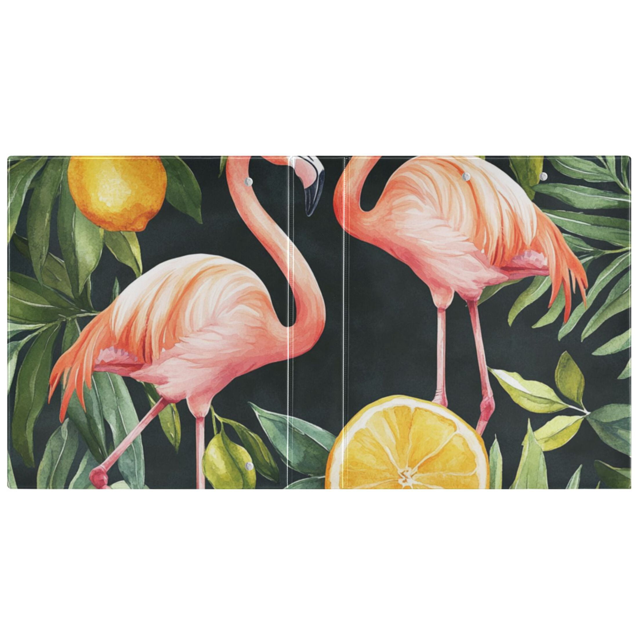 Flamingos Oranges 3 Ring Binders 1.5 inch Hardcover File Folders with Interior Pockets A4 Size Organizer for School Office Hospital