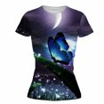 thumbnail image 5 of Puntoco - Blusa de manga corta con estampado digital de mariposa y cuello redondo para mujer Puntoco Puntoco-8375, 5 of 5