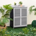 thumbnail image 3 of Costway Banc de Rempotage Extérieur, Armoire de Rangement de Jardin avec Plateau en Métal, 3 of 10