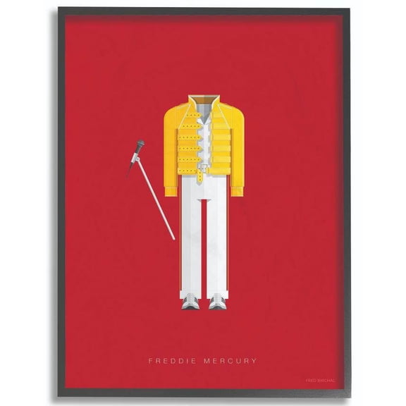 Stupell Industries Freddie Mercury Yellow Jacket Famous People Characters Fashion Design Framed Wall Art by Fred Birchal