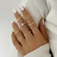 thumbnail image 5 of Women's Stackable Wave Rings - 9-Pc Stainless Steel Adjustable Ring Set | Modern Joint Ring Collection for Layering | Hypoallergenic Minimalist Jewelry Gift Set, 5 of 7