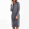 thumbnail image 4 of Diufon Womens Fall Knit Dresses Casual Solid Color Midi Dress Lapel Long Sleeve Dress, 4 of 4