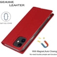 thumbnail image 6 of Wallet Case for iPhone 12 Mini with RFID Blocking Card Slots,Headset Winder,Flip Folio Magnetic Closure,Kickstand,Cash Pockets Wrist Strap Cover Case for iPhone 12 Mini 5.4",Red, 6 of 18