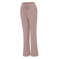 thumbnail image 4 of Wirdiell Women Casual Linen Pants Straight Leg Pants High Waisted Beach Pants Drawstring Relaxed Fit Sweatpants with Pockets, 4 of 6