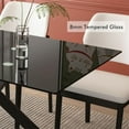 thumbnail image 4 of Glass Dining Table for 4 People, 51.2 Inches Rectangular Glass Kitchen Table with Black Steel Legs, Modern Dining Room Table for Dinner Kitchen Dining Room,All Black, 4 of 12