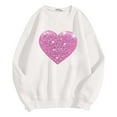 thumbnail image 5 of Arlun Valentines Sequins Heart Graphic Sweatshirts for Women Casual Long Sleeve Glitter Heart Graphic Pullover Tops Autumn and Winter Fashion Going out Outfits White XL, 5 of 5