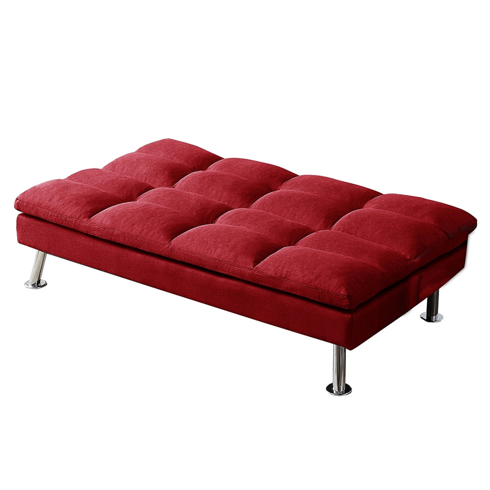 Kepooman Mid Century Modern Futon Sofa Sleeper Bed, Red Kepooman Mid Century Modern Futon Sofa Sleeper Bed, Red