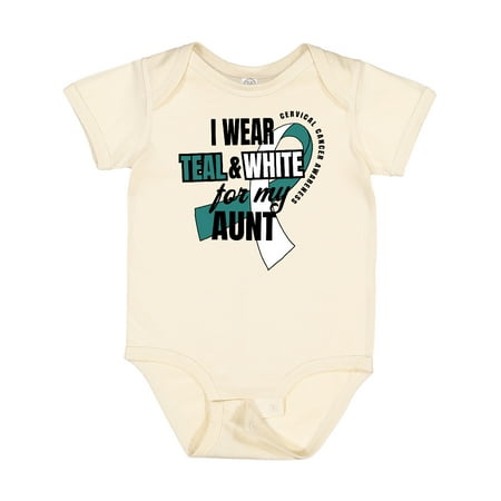 

Inktastic I Wear Teal and White for My Aunt Cervical Cancer Awareness Gift Baby Boy or Baby Girl Bodysuit