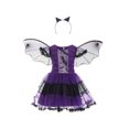 thumbnail image 1 of LUXUR Robes Cosplay pour Filles Couleur Unie Cape Col Rond Robe d'Halloween Tenue Déguisement Manches Longues Chauve-Souris 140, 1 of 2
