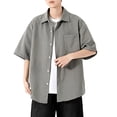 thumbnail image 2 of VgaVtl Elbow-Length Collared Shirt Men Summer Oversized Button Breathable Casual Everyday Clothes for Men, 2 of 5