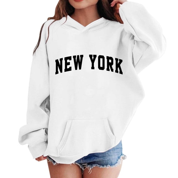 Tiijoy Toddler Girls Hoodie New York Printed Long Sleeve Hooded Sweatshirt, Sizes 4-5T