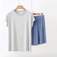 thumbnail image 4 of FRSASU 2 Piece Women's Plus Size Crew Neck T-Shirt Shorts Pajama Sets Short Sleeve Pjs Set Lightweight Lounge Sleepwear Navy, 4 of 5