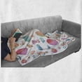 thumbnail image 6 of Watercolor Soft Flannel Fleece Throw Blanket, Hand Painted Style Floating Hot Air Balloons Clouds Print, Cozy Plush for Indoor and Outdoor Use, 70" x 90", Blue Pink Coral, by Ambesonne, 6 of 6