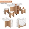 thumbnail image 2 of Blotout 5 PCS Farmhouse Dining Table Set for 4, 60'' Large Oval Folding Dining Table Set w/4 Leather Chairs,6 Wheels,Drop Leaf Foldable Kitchen Table w/2-Layer Storage Shelf for Small Spaces, White, 2 of 8