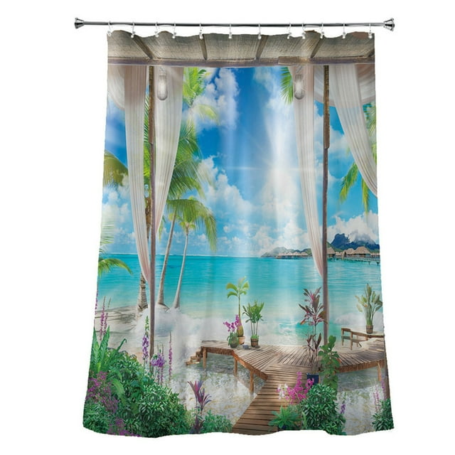 TIMIFIS Rideau de Douche Nouveau Rideau de Douche avec 12 Crochets Imprimé 3D Doublure de Rideau de Douche en Polyester pour Salle de Bain