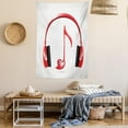 thumbnail image 2 of Music Tapestry, Love Sound Headphones with Heart Shaped Key Note Symbol Melody Artistic Design, Wall Hanging for Bedroom Living Room Dorm Decor, 60W X 80L Inches, Red Black Grey, by Ambesonne, 2 of 5