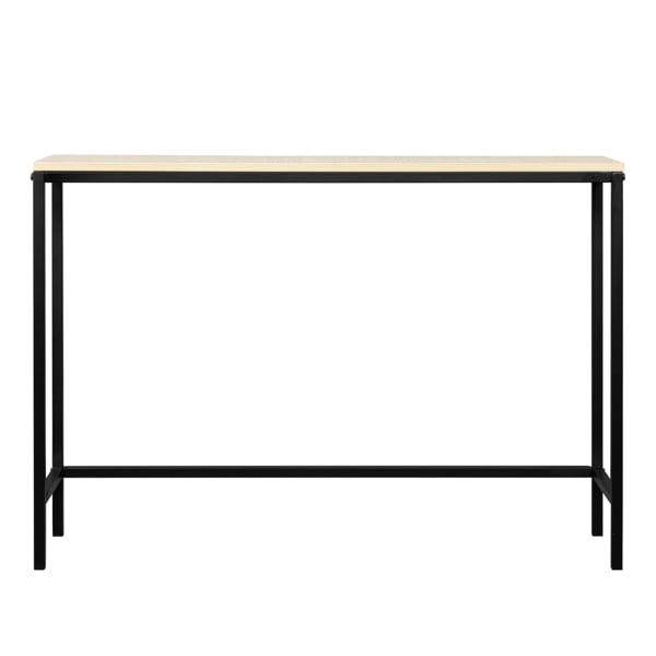 41.34" Industrial Vintage Side Table - Light Walnut MDF & Thickened Metal Frame, 55lb Capacity, Versatile Console Table for Entryway, Hallway, Behind Couch, Bedroom