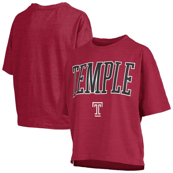Women's Pressbox Crimson Temple Owls Nelson T-Shirt