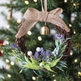thumbnail image 3 of Christmas Wreath 5.91 Inch Small Front Door Hanging Decoration with Gold Bell and Bow for Home Window Wall Indoor Holiday Ambiance, 3 of 6
