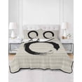 thumbnail image 2 of Quilts Queen Size Bedding Set, Grey Striped Lightweight Quilted Comforter, Black Geometric Vintage Stripes Ombre Soft Reversible Bedspread Coverlet with Pillow Covers for All Season, 90" x 96", 2 of 7