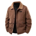 thumbnail image 4 of Men's Warm Fleece Jacket, Casual Style, Flared Collar, Long Sleeve, Button Closure, 4 of 9