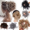 thumbnail image 5 of Bun with Elastic Band Synthetic Chignon Instant Hairpiece Messy Bun Hair Pieces Hair Extension for Women Tousled Updo Curly Wavy Scrunchie Hair, 5 of 6