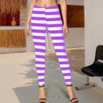 thumbnail image 6 of Riforla Women Leggings Casual Striped High Waisted Soft Stretch Yoga Pants Comfortable Workout Tights Daily Wear Women's Pants Purple S, 6 of 7