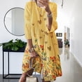 thumbnail image 3 of Sonducket Vestido Midi de manga larga estampado cuello gran columpio cintura alta ropa de mujer Vestidos Amarillo XXL, 3 of 8