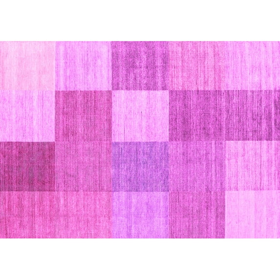 Ahgly Company Indoor Rectangle Checkered Pink Modern Area Rugs, 8' x 12'