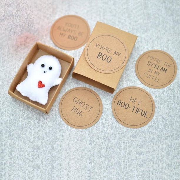 Set de figuritas de peluche mini fantasma | Muñeca fantasma linda desmontable con tarjeta de sentimiento | Decoración de Halloween de bolsillo | Idea de regalo sorpresa romántica | Accesorio de
