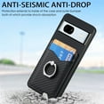 thumbnail image 2 of Carbon Fiber Patterned Case for Google Pixel 7A, Wallet case with [360°Rotation Ring Kickstand] Credit Card Holder,PU Leather Shockproof Cover Women Men for Google Pixel 7A, Black, 2 of 8