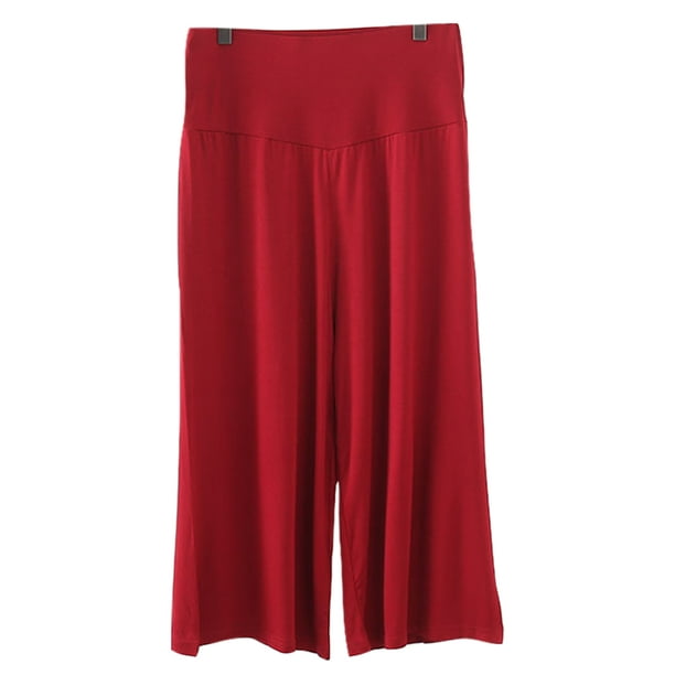 Ladies red cropped trousers deals