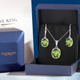 thumbnail image 4 of Gem Stone King 7.20 Ct Oval Green Peridot 925 Sterling Silver Pendant and Earrings Jewelry Set, 4 of 5