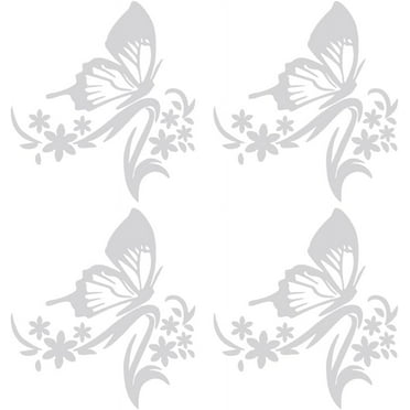 6 Sheets Butterfly Car Decal Set Car Rearview Mirror Stickers Reflective Decals Vinyl Waterproof Sticker Women Car Stickers for Auto Truck SUV Wall Art Laptop White