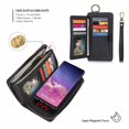 thumbnail image 5 of Galaxy S10 Plus Wallet Case, Dteck Multi-Functional PU Leather Zipper Wristlets Clutch Detachable Magnetic 13 Card Slots 4 Cash Purse Protection Back Cover For Samsung Galaxy S10+, Black weave, 5 of 11
