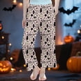 thumbnail image 2 of SUXIAN Trouser Girls Halloween Print Soft Cotton Pajama Bottoms Straight Leg Casual Long Pants Comfortable Everyday Wear Pants for Kids, 2 of 5